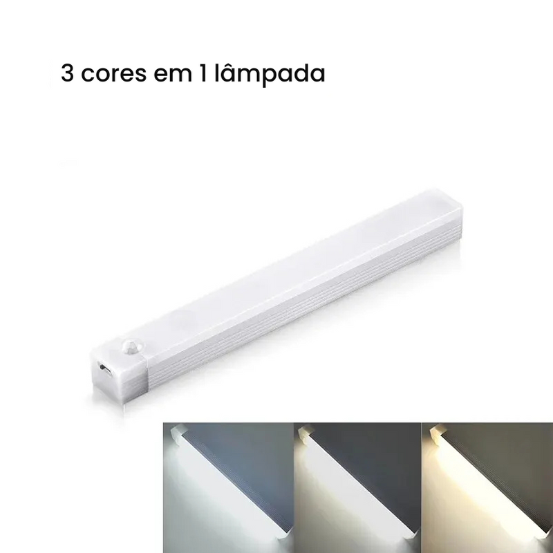 Barra De Luz Led Com Sensor de Movimento, Recarregável USB, Base Magnética