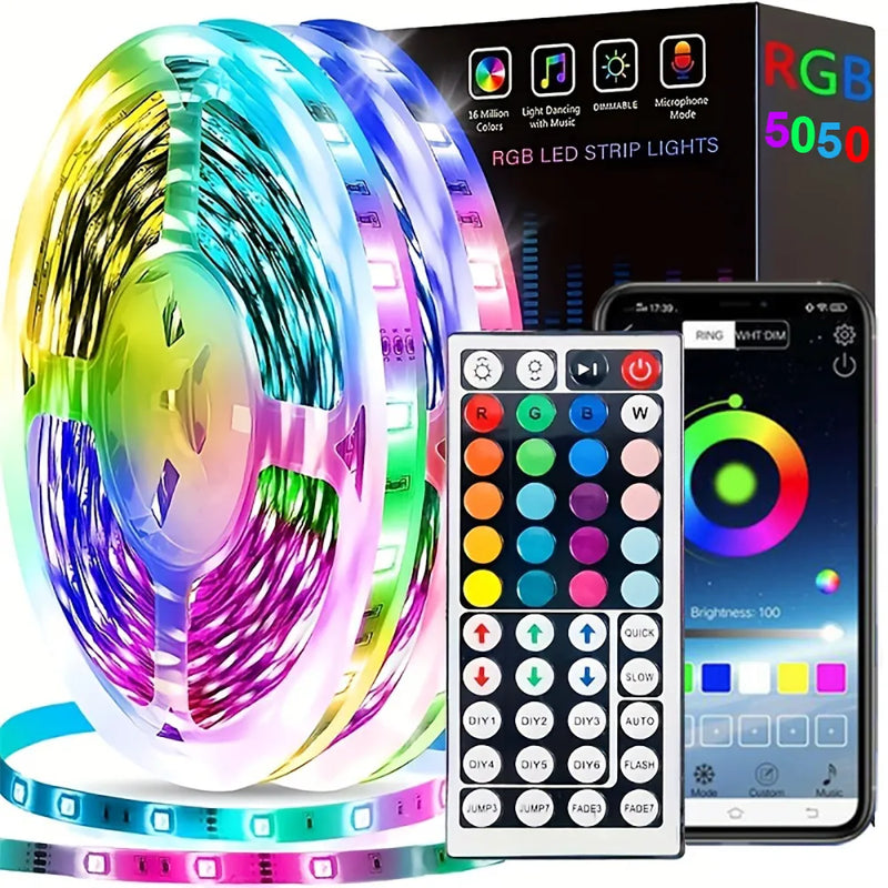 Fita Led Decorativa RGB c/ Controle Remoto, Aplicativo, Sincronização com Música e Vários Efeitos RGB